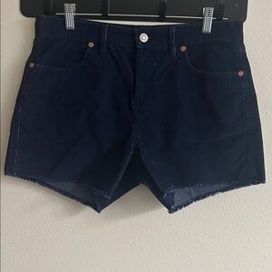 GAP Women's Navy Blue Corduroy  Raw Hem Pockets Jean Shorts..8